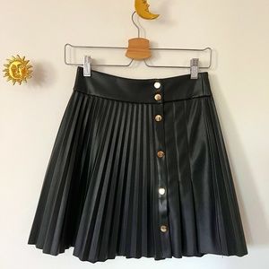 ZARA - Pleated Faux Leather Pleated Skirt